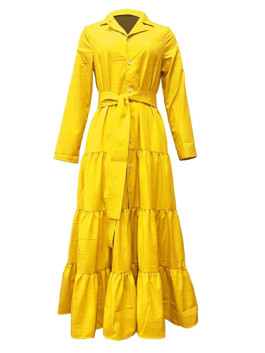 Elegant Long Dress with Belt