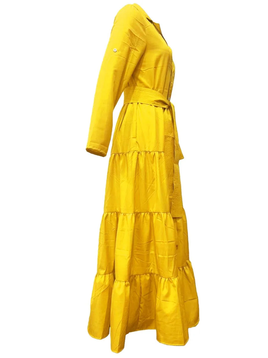 Elegant Long Dress with Belt