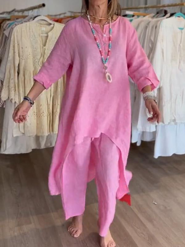 Conjunto de Algodón y Lino S-5XL