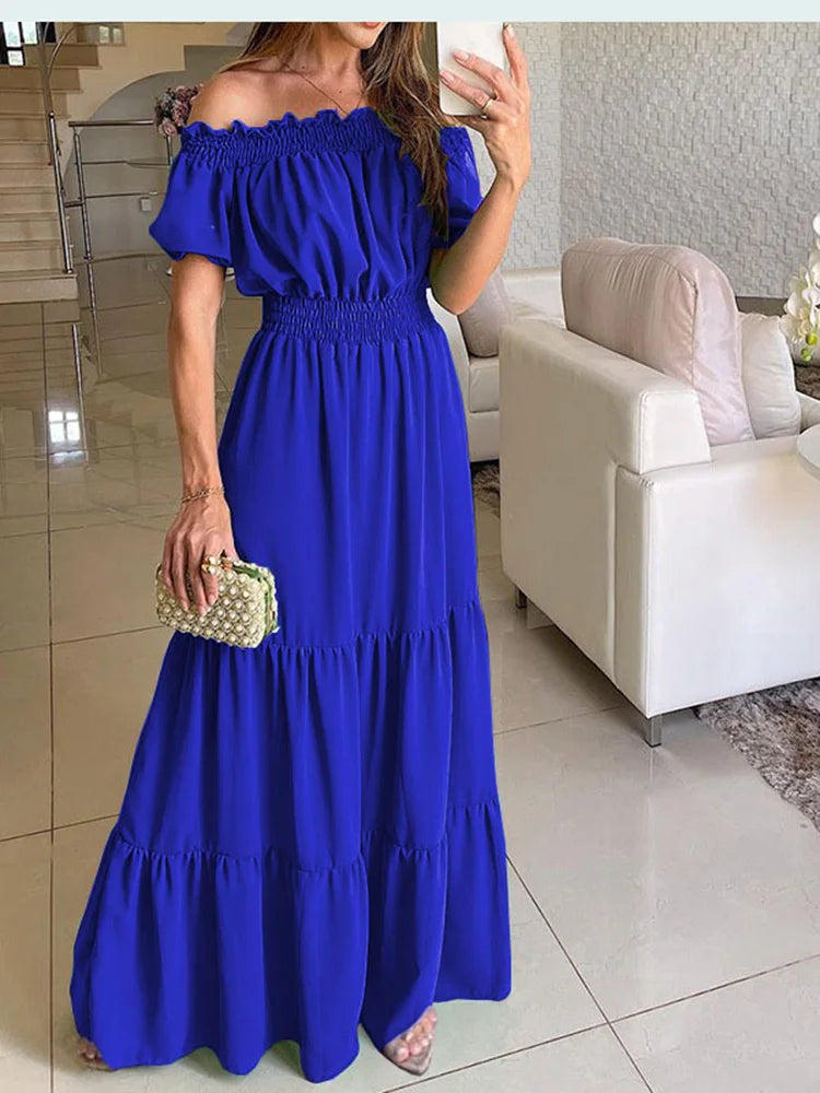 Vestido Largo Boho de Manga Corta