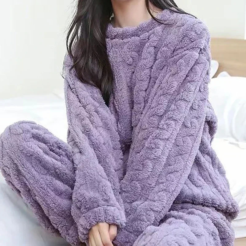 Conjunto de Pijama de Franela Gruesa