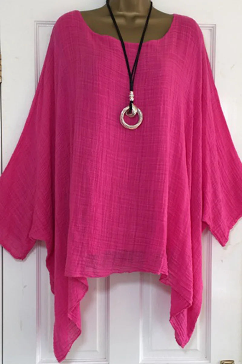 Blusa Oversize de Algodón y Lino (S-5XL)