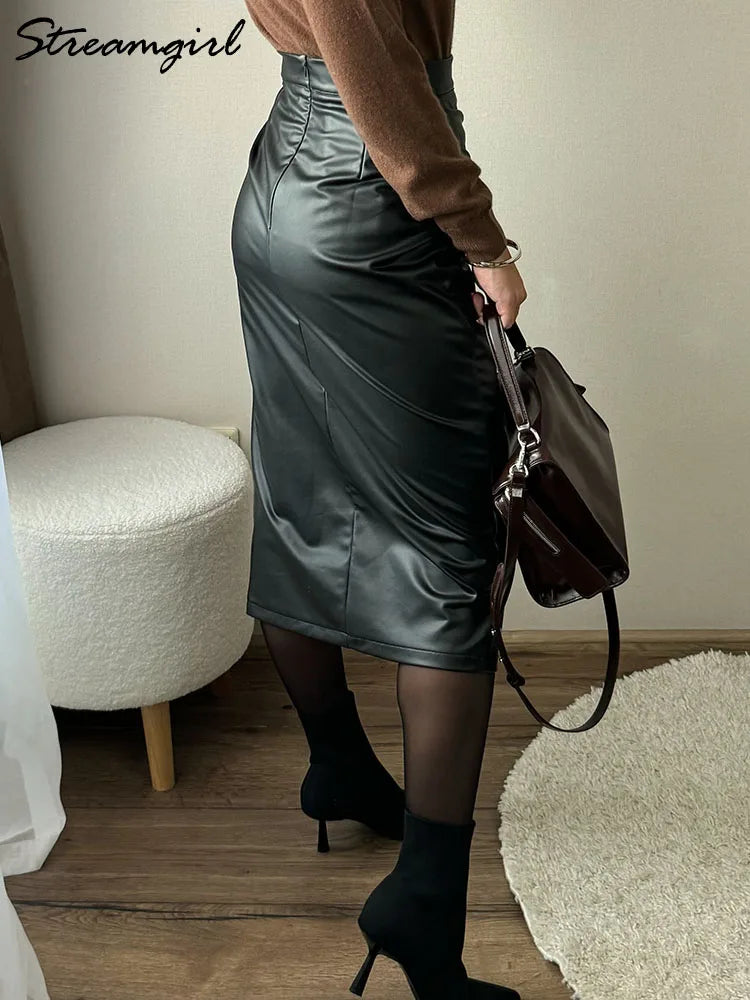 Falda de Cuero Sintético S-XL