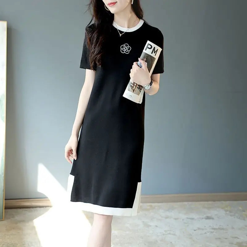 Viscose Dress with Side Slit Literary Style