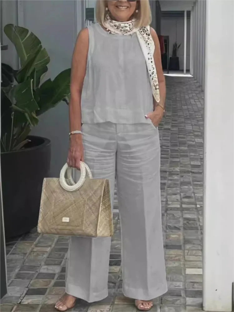 Conjunto de Algodón y Lino (S-3XL)