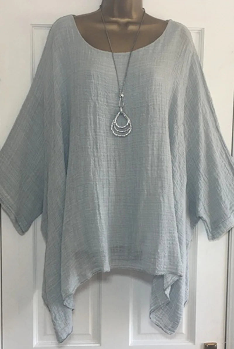 Blusa Oversize de Algodón y Lino (S-5XL)