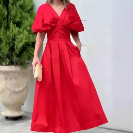 Vestido Rojo Elegante XS-XXXL