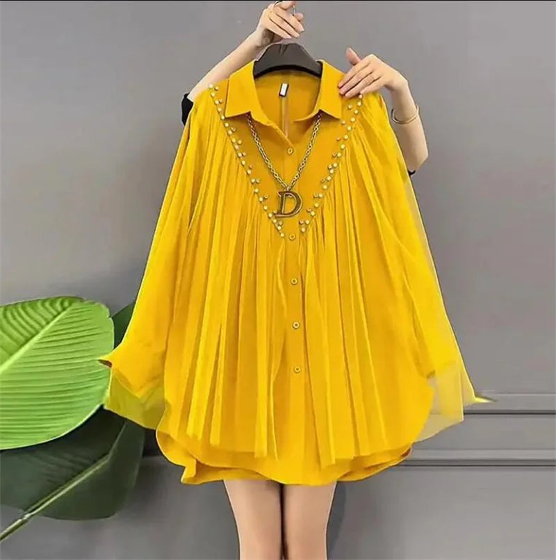 Camisa Amarilla con Pedrería 2XL-3XL