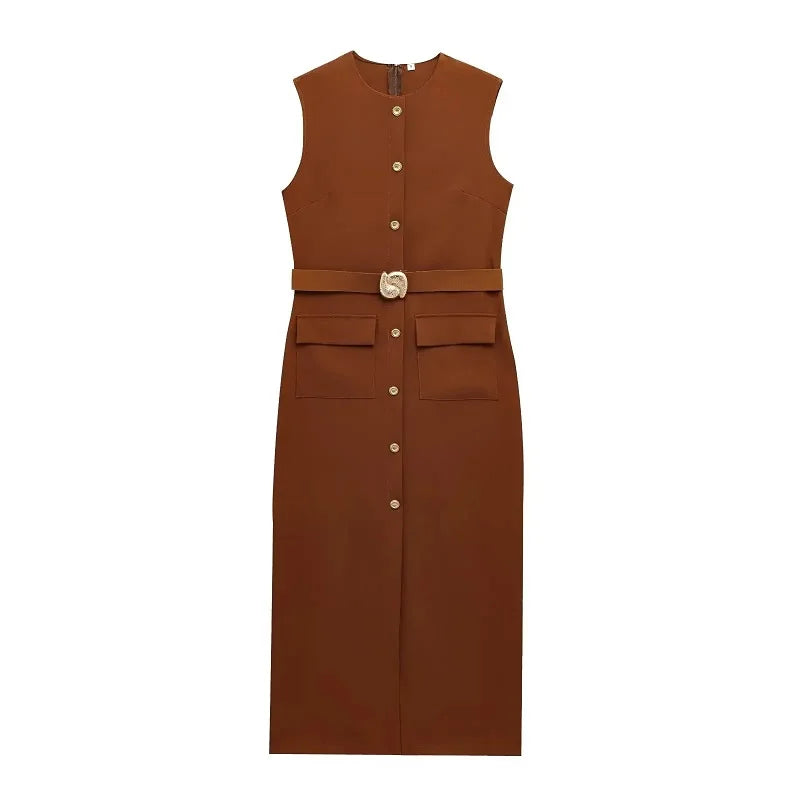 Vestido Vintage con Cinturón XS-L