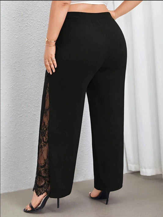 Pantalón Negro Plus Size con Encaje