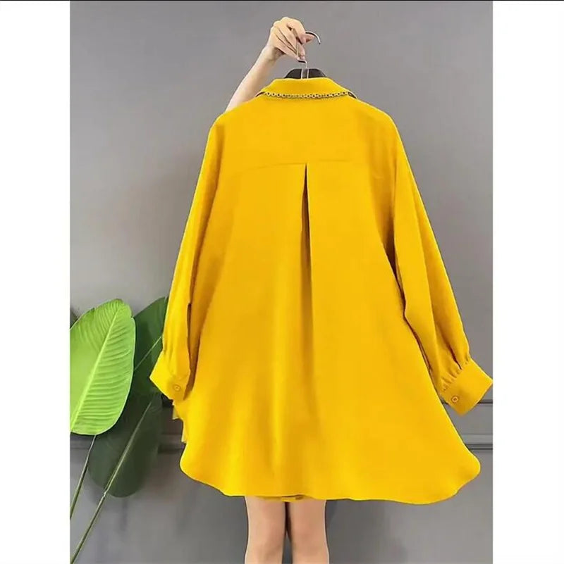 Camisa Amarilla con Pedrería 2XL-3XL