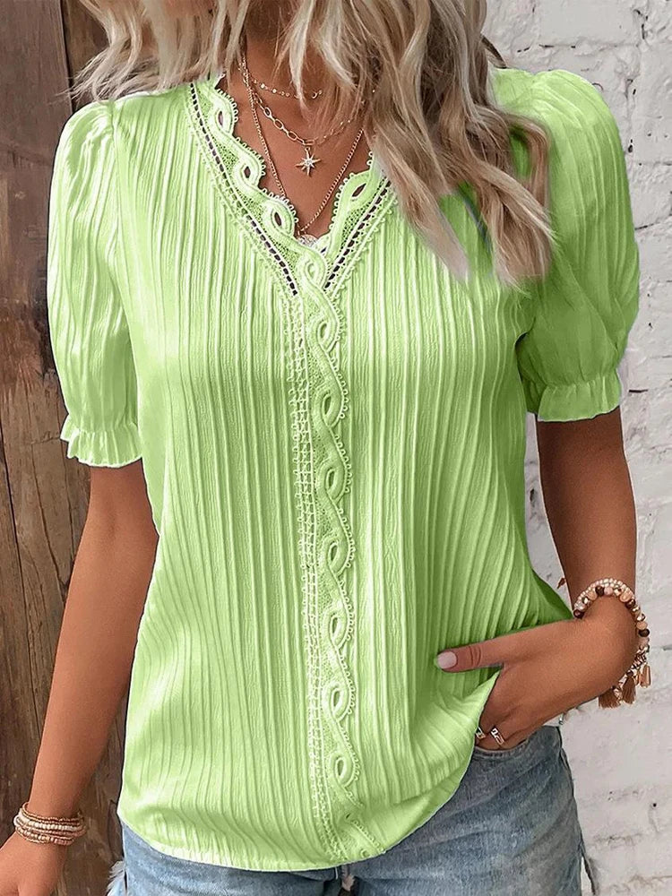 Knitted Blouse with V Opening