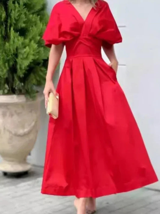 Vestido Rojo Elegante XS-XXXL