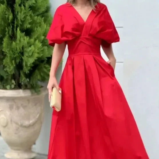 Vestido Rojo Elegante XS-XXXL