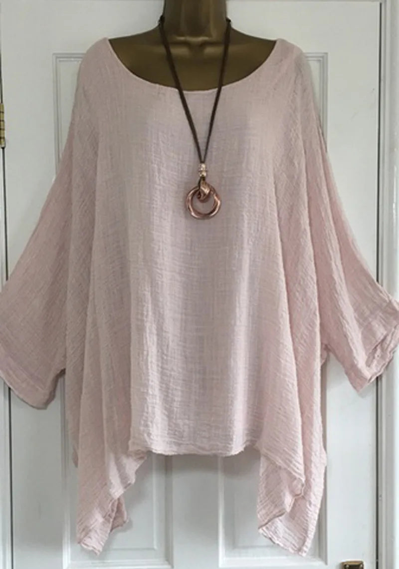 Blusa Oversize de Algodón y Lino (S-5XL)