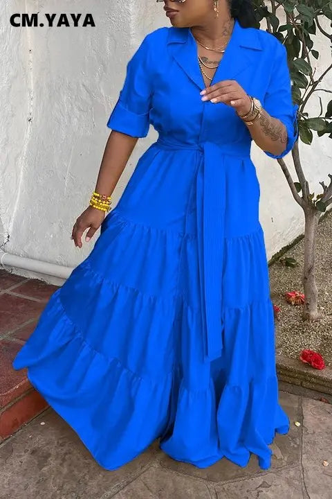 Elegant Long Dress with Belt