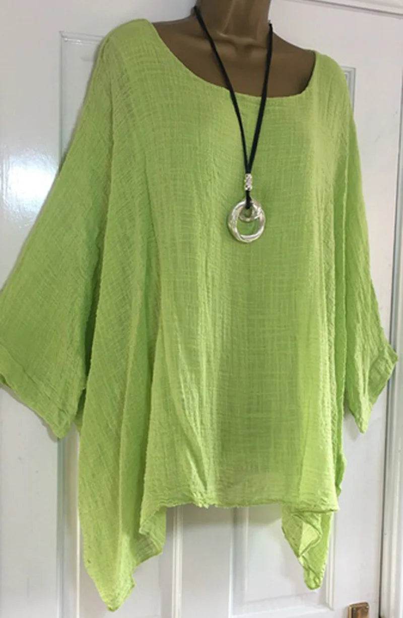 Blusa Oversize de Algodón y Lino (S-5XL)