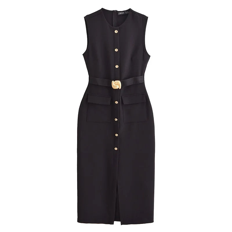 Vestido Vintage con Cinturón XS-L