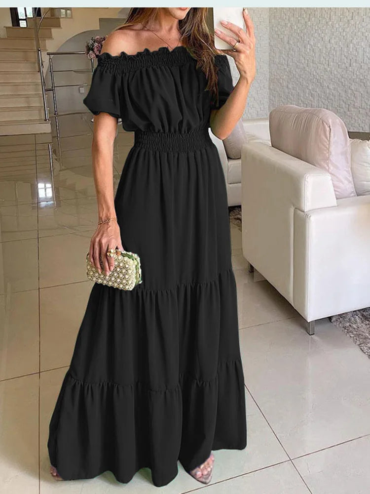Vestido Largo Boho de Manga Corta