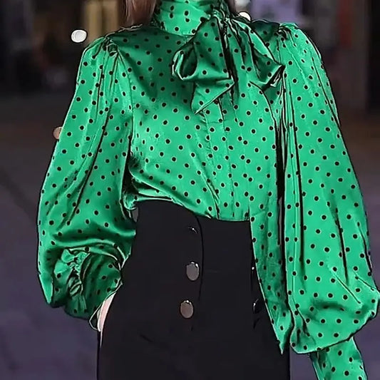 Blouse with Bow and Scarf Neck