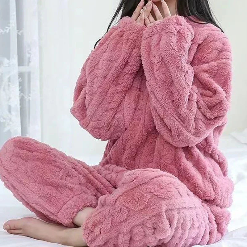 Conjunto de Pijama de Franela Gruesa