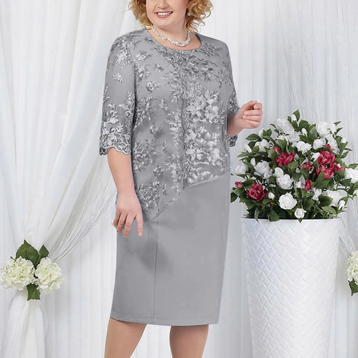 Vestido Elegante Midi Plus Size S-5XL