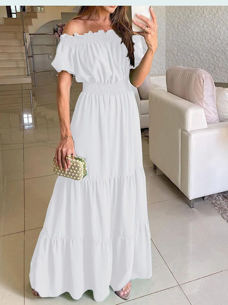 Vestido Largo Boho de Manga Corta