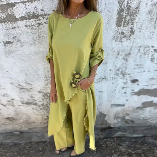 Conjunto Casual de Blusa y Pantalón Palazzo