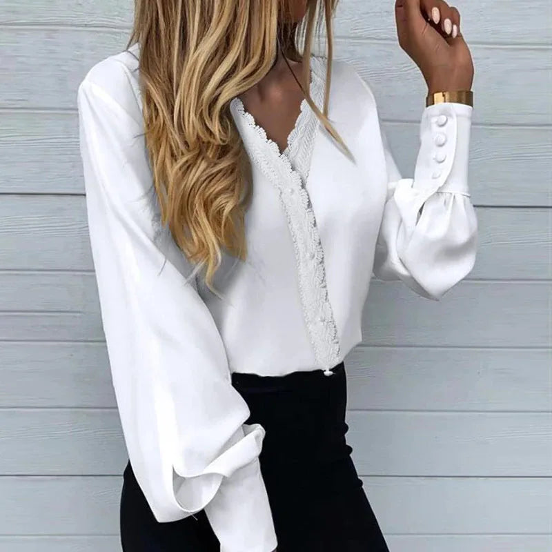 White Blouse with Heart Print