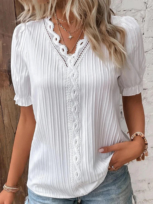 Knitted Blouse with V Opening