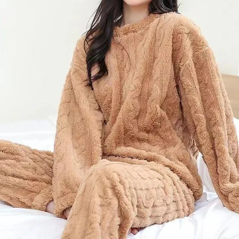 Conjunto de Pijama de Franela Gruesa