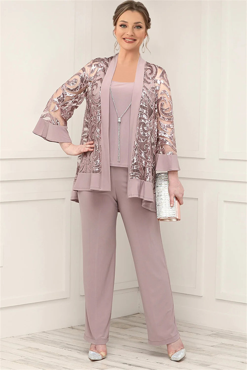 Conjunto Formal de Tres Piezas para Madre de la Novia Plus Size