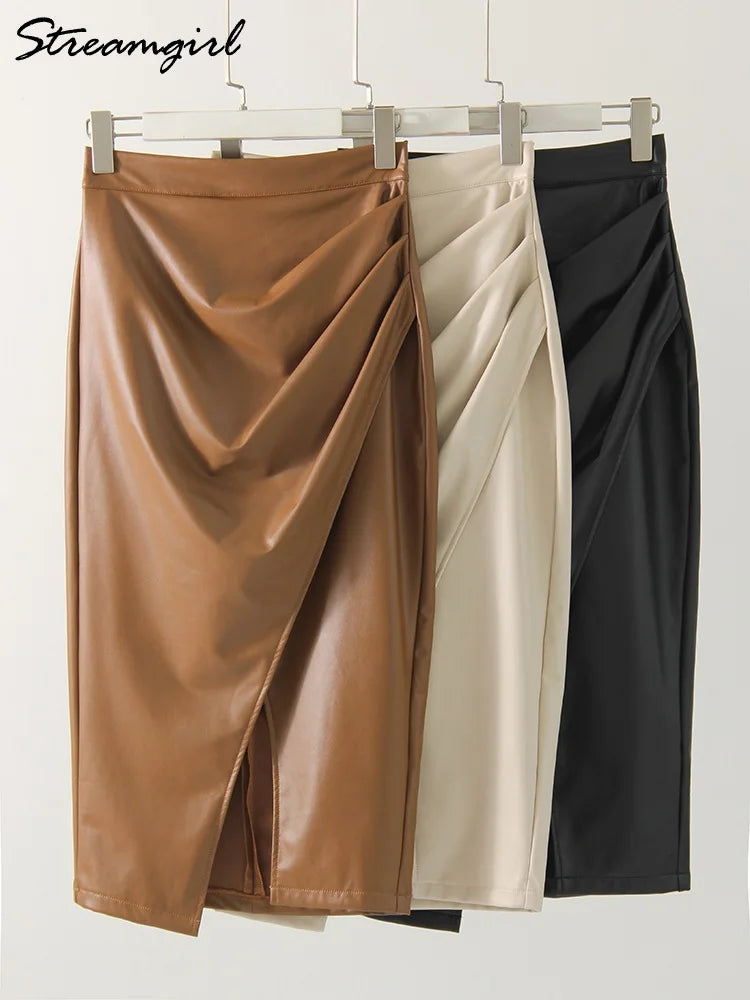 Falda de Cuero Sintético S-XL