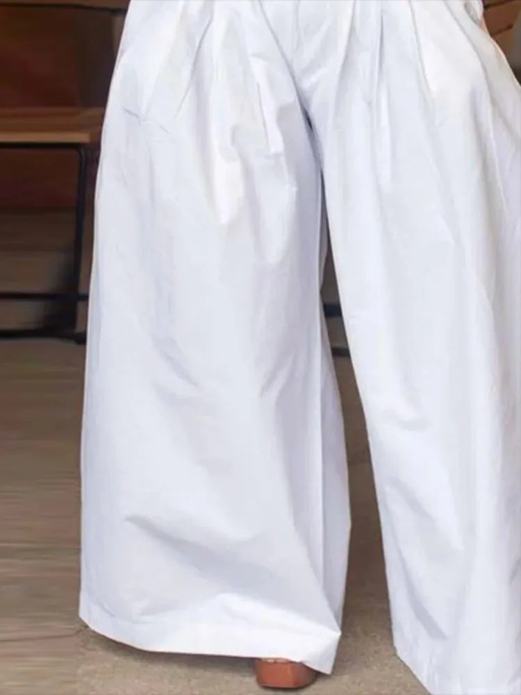 Pantalón Palazzo Blanco – Cintura Alta y Caída Fluida