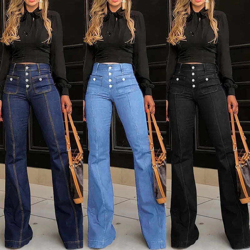 Jeans Flare Retro de Cintura Alta