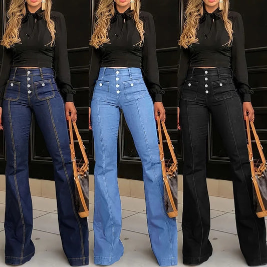 Jeans Flare Retro de Cintura Alta