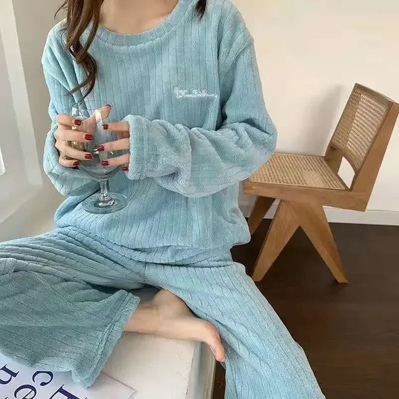 Conjunto de Pijama de Franela Gruesa