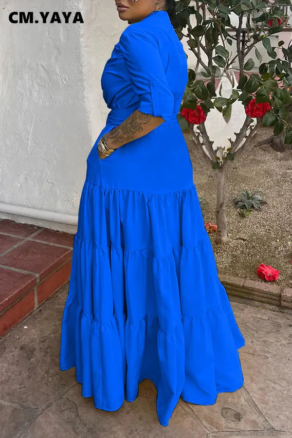 Elegant Long Dress with Belt