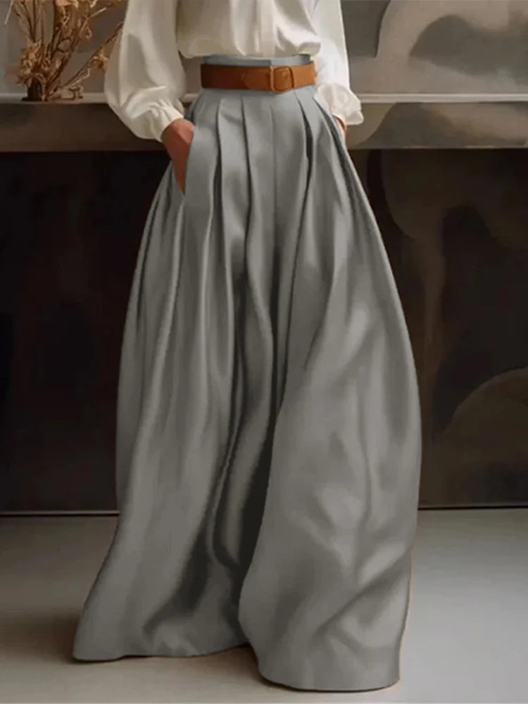 Pantalón Palazzo Satinado – Cintura Alta Elegante