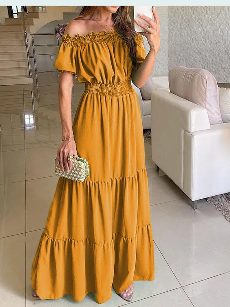 Vestido Largo Boho de Manga Corta