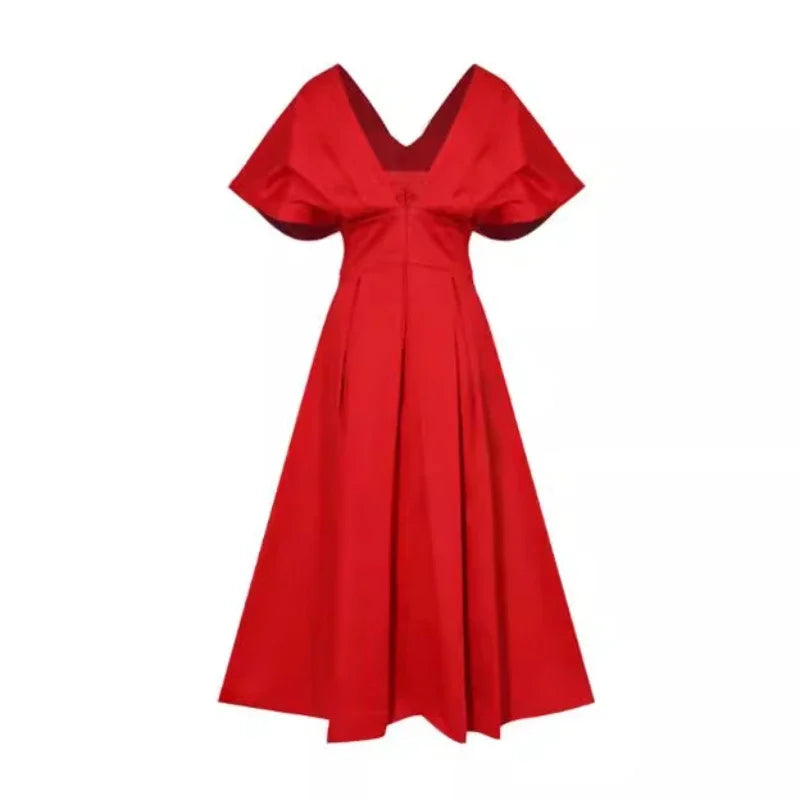 Vestido Rojo Elegante XS-XXXL