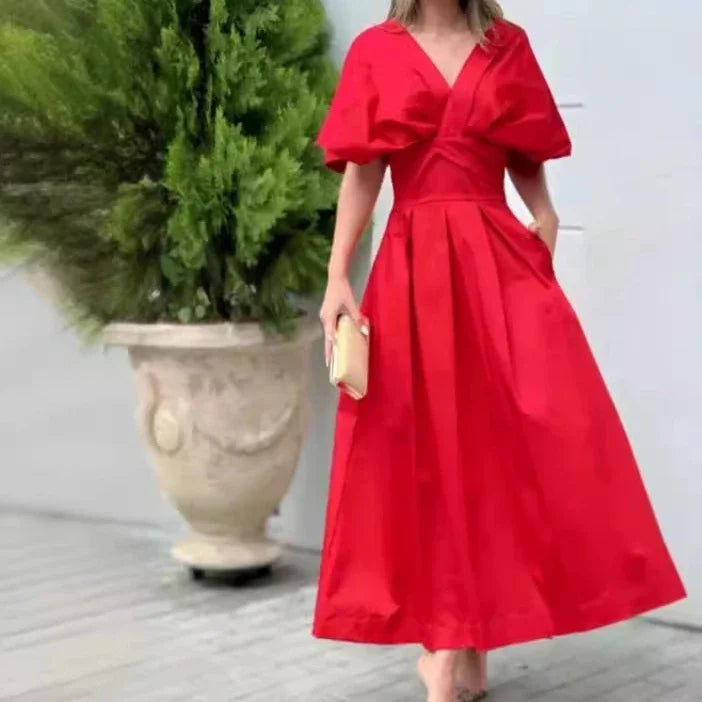 Vestido Rojo Elegante XS-XXXL