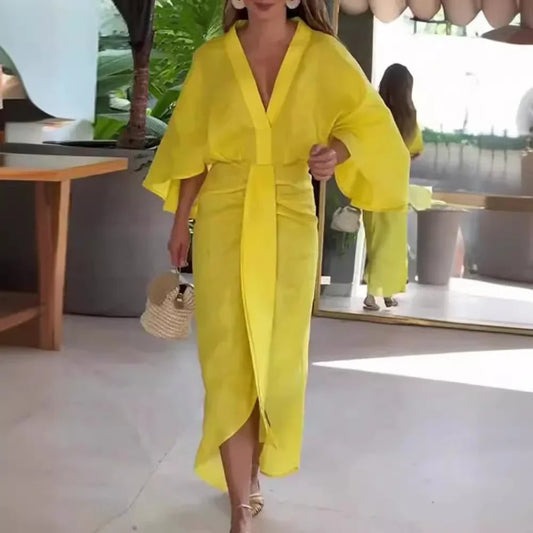 Vestido Midi con Mangas Murciélago