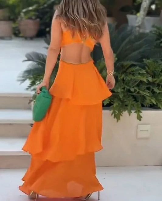 Vestido Fashion Elegante Naranja