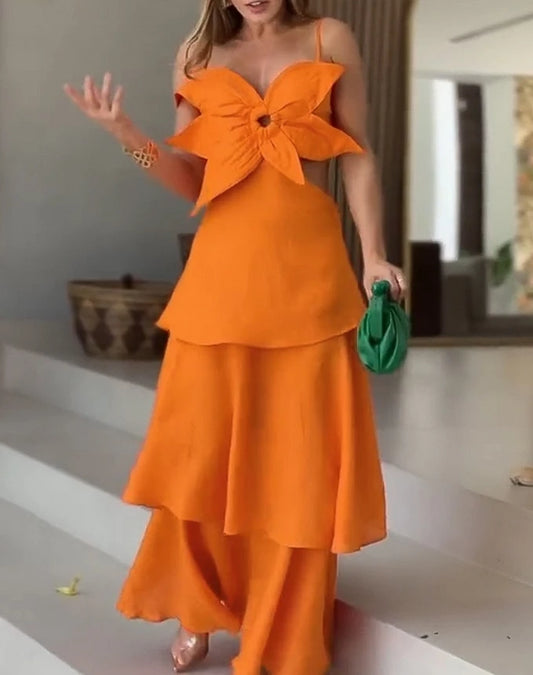 Vestido Fashion Elegante Naranja
