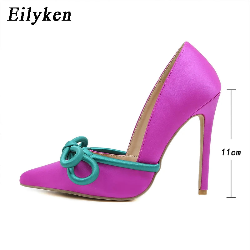 Zapatos de Tacón Alto con Lazo de Mariposa en Seda