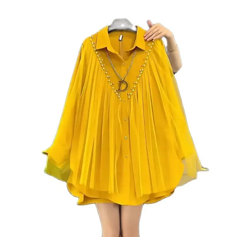 Camisa Amarilla con Pedrería 2XL-3XL