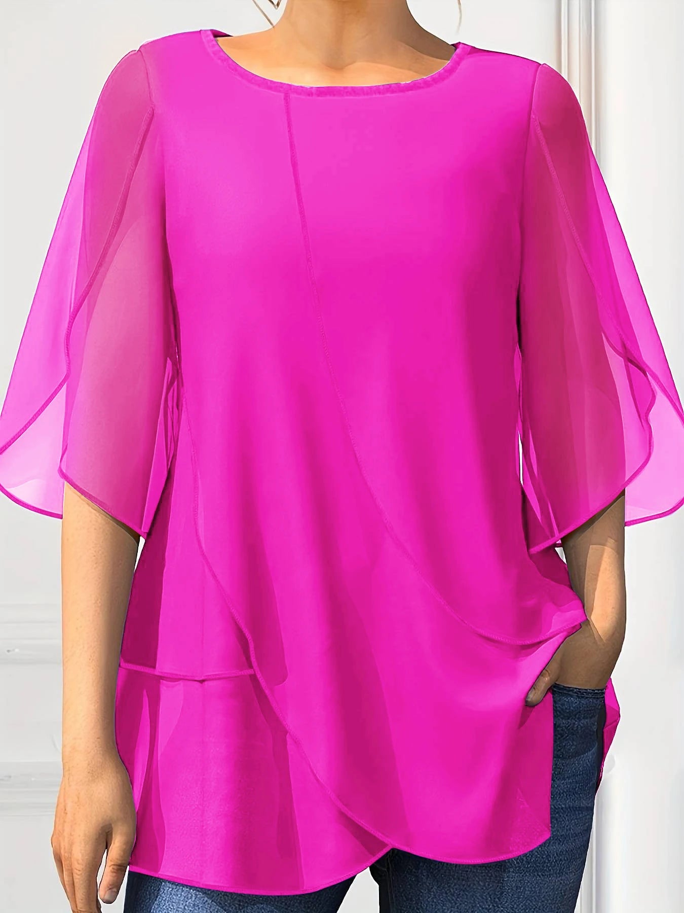 Blusa Elegante de Chiffon Plus Size
