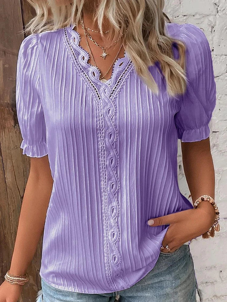 Knitted Blouse with V Opening