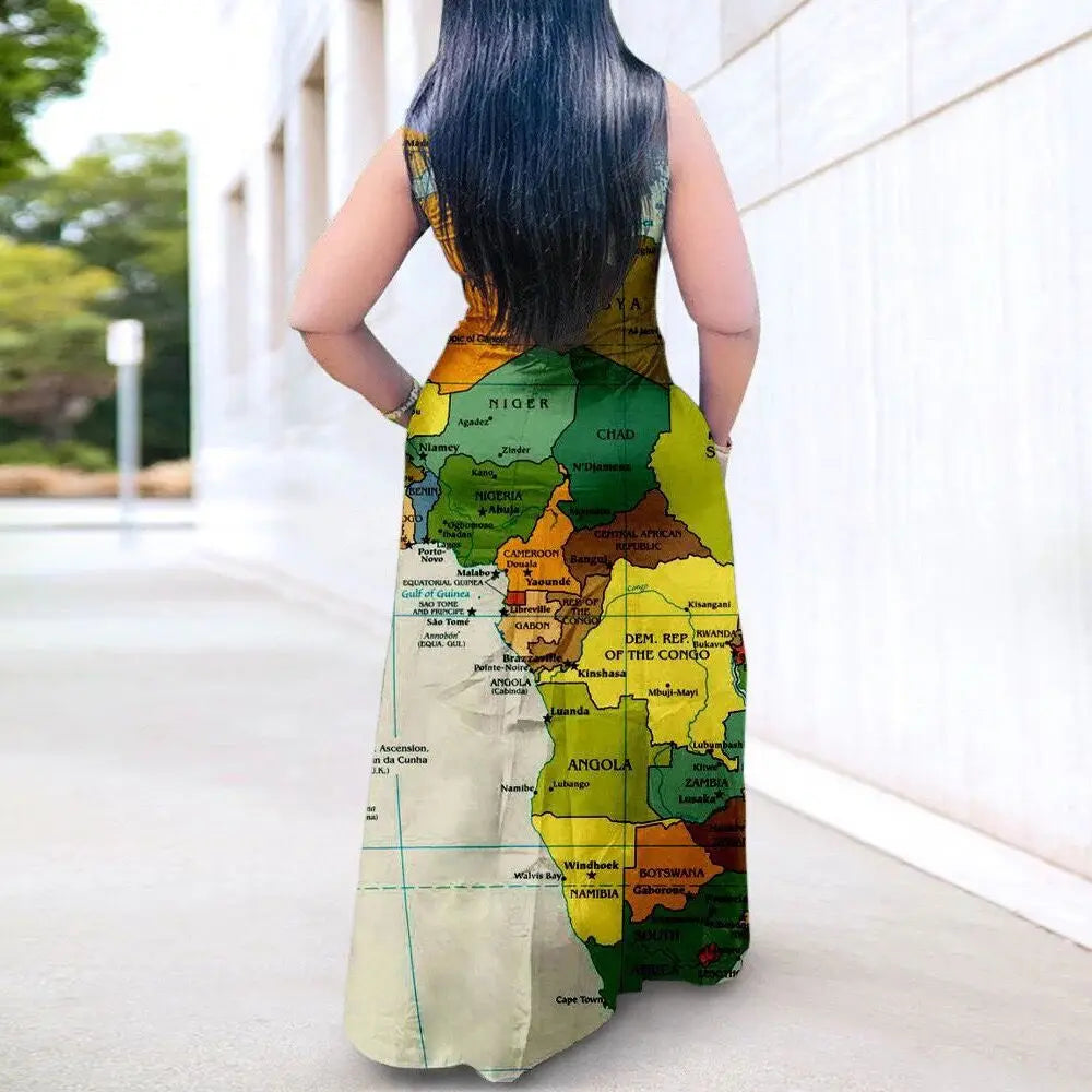 Long Dress - Map Print